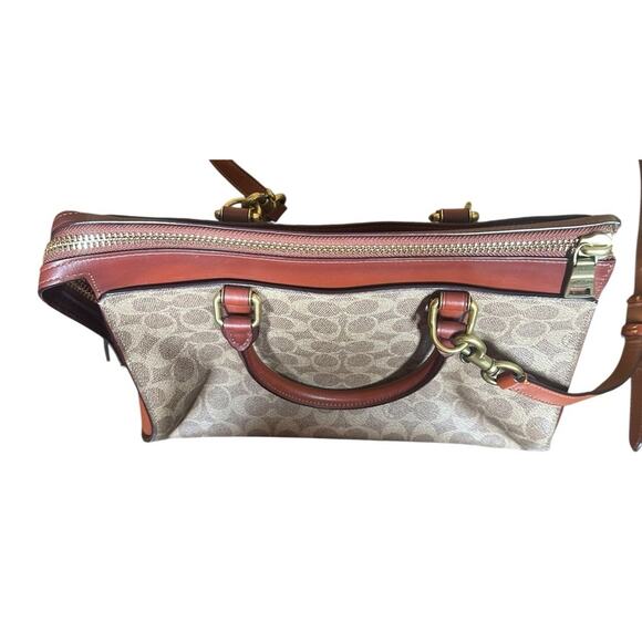 Coach Signature Logo Bond Bag Satchel Coated Canvas Brown Leather Purse 30949 - Picture 11 of 14